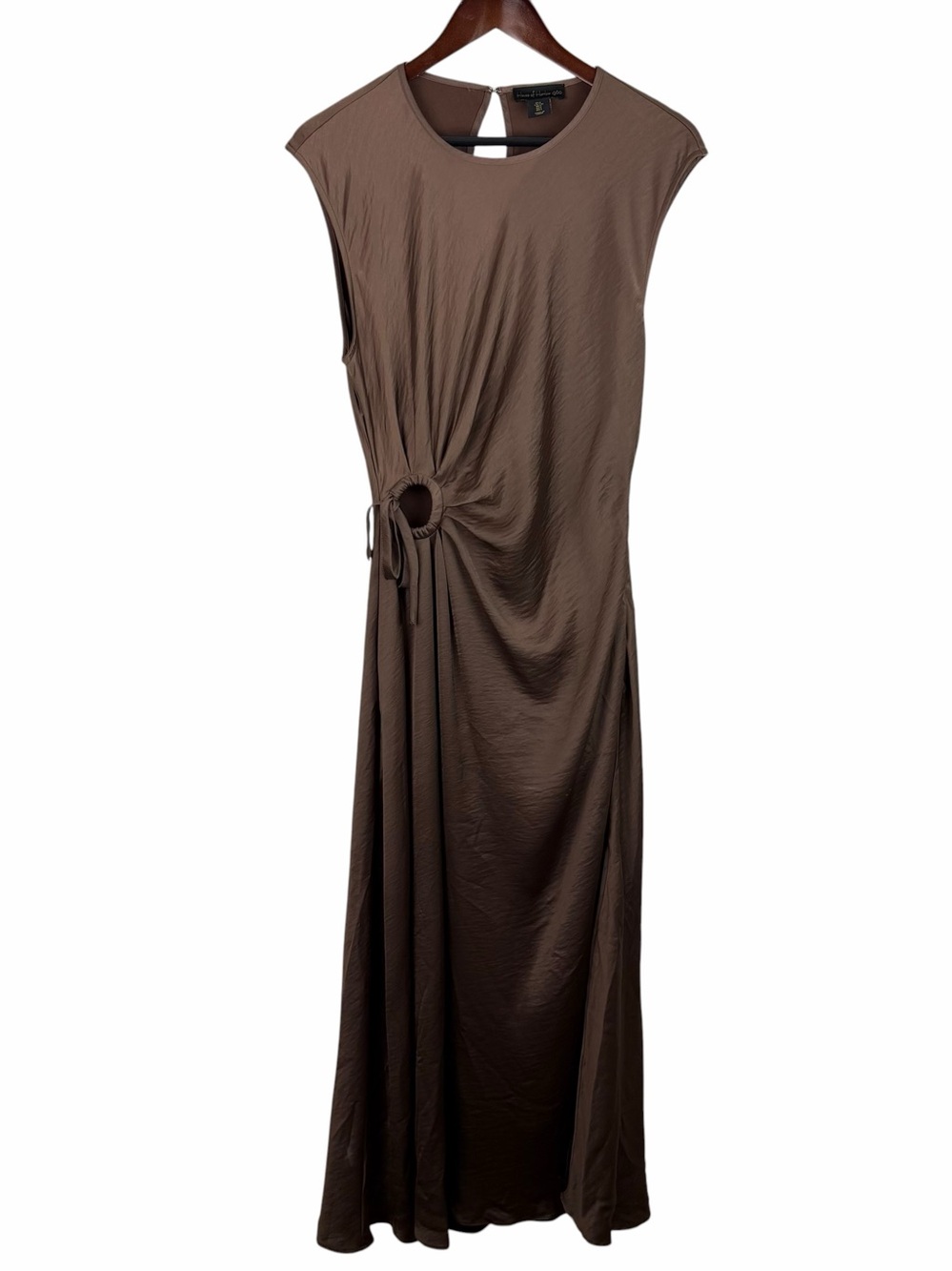 House of Harlow | Chocolate Brown Satin Cut Out Maxi Dress